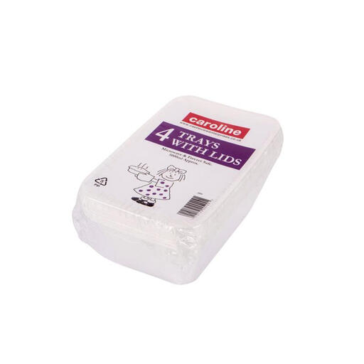 Caroline Clear Plastic Tub with Lid, 1000ml, Set of 4