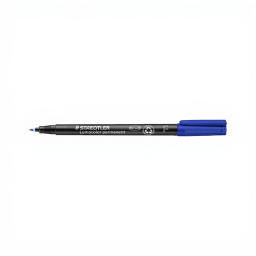 STAEDTLER Lumocolor Permanent F Blue Marker, Synthetic Tip F=Fine 0.6mm, Permanent Universal Ink
