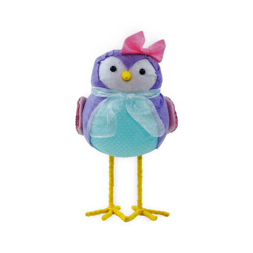 Standing Girl-Style Bird Figurine with a pink bow