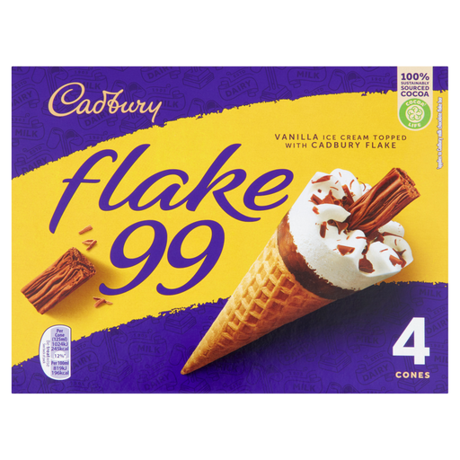 A box of Cadbury Flake 99 Cones