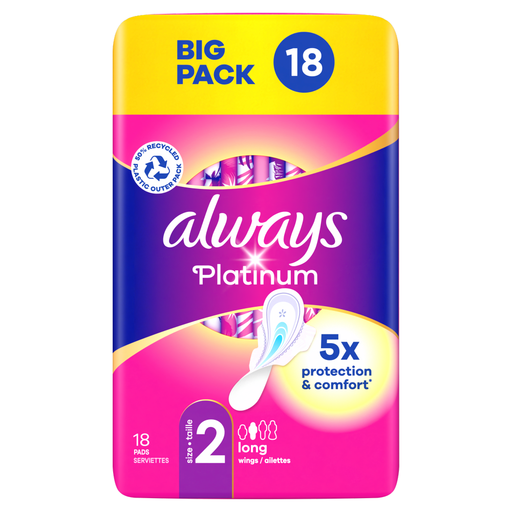 Always Platinum Long Sanitary Towels With Wings Size 2