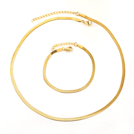 Flat Snake Bone Herringbone Chain Bracelet