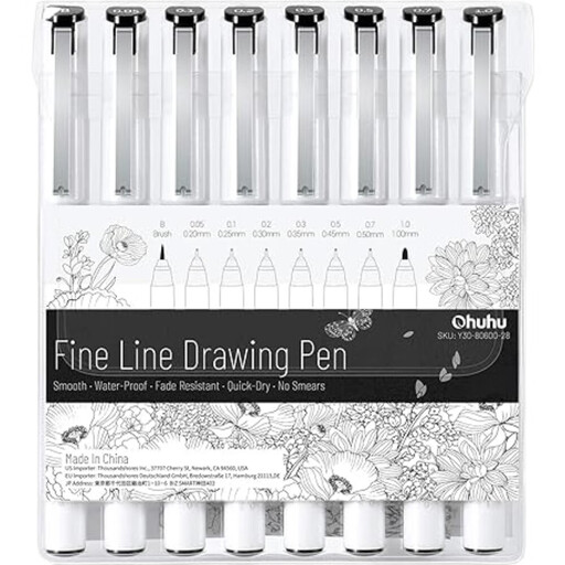 Ohuhu Fineliner Pen Set, 8-Pack