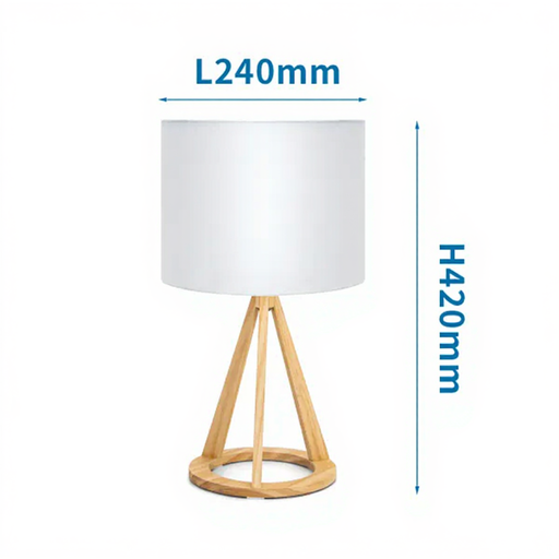 Aigostar houten tafellamp met witte kap en E27 fitting