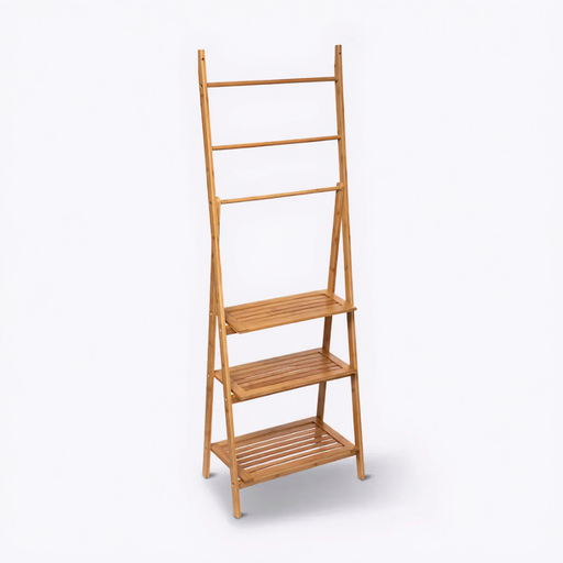 Bamboo ladder towel rack