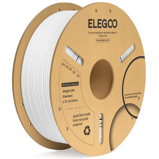 Elegoo PLA+ Filament 1kg Paper Spool - White