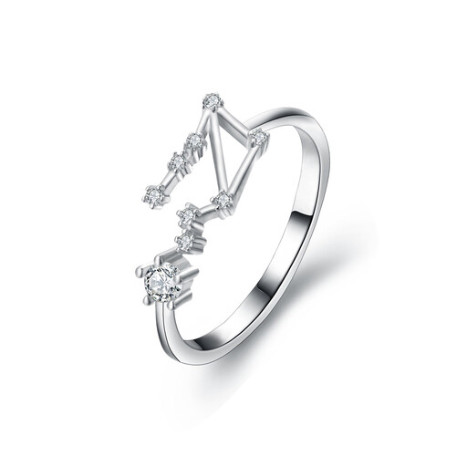 Ever Faith Cubic Zirconia Adjustable Libra Zodiac Ring Astrology Jewelry