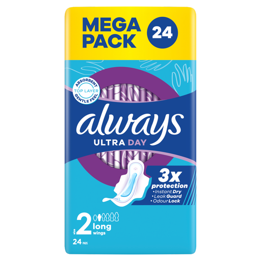 Always Ultra Day Sanitary Towels Long (Size 2) With Wings