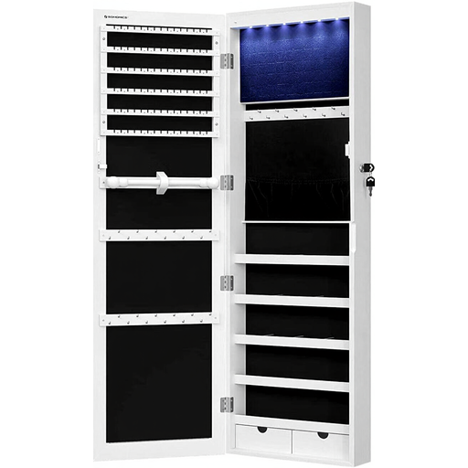 Ochama Jewelry Cabinet Armoire with Mirror and LED Lighting