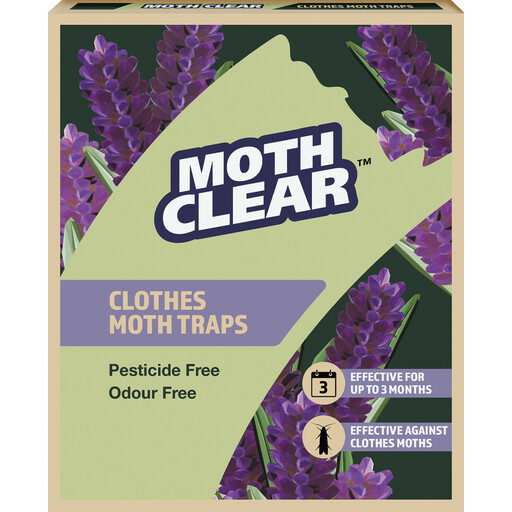 CLEAR Clothes Moth Trap hanging in a wardrobe