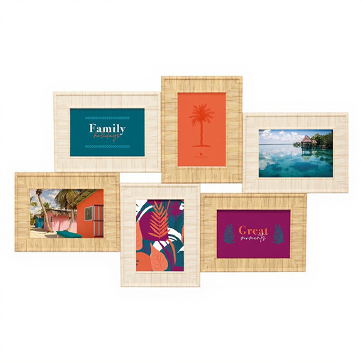 Théa collage frame for 6 photos, green colour