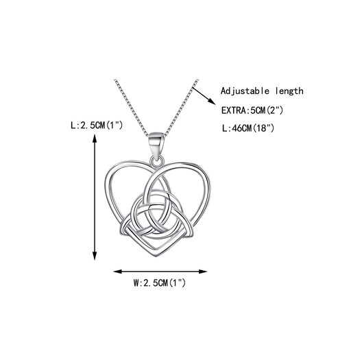 Ever Faith Good Luck Triangle Celtic Knot Love Heart Pendant Necklace