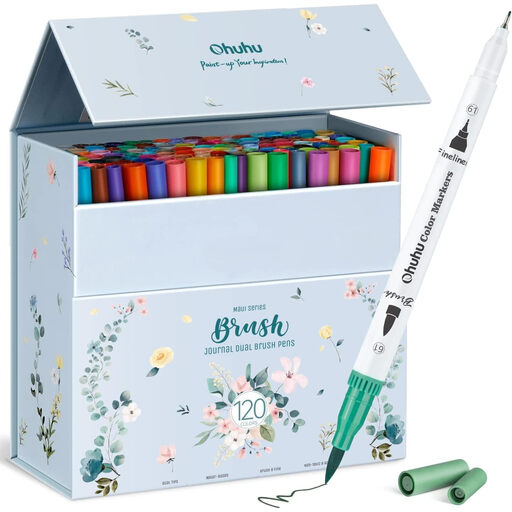 Ohuhu 120 Dual Tip Brush Pens Set