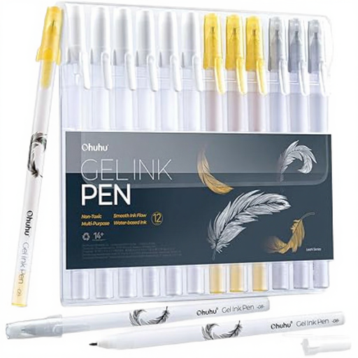 Ohuhu Gel Pens - Gold, Silver & White for Drawing on Black Paper