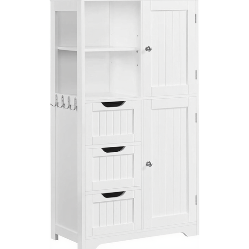 Yaheetech Bathroom Floor Cabinet with Drawers, Shelves, Hooks & Cupboards