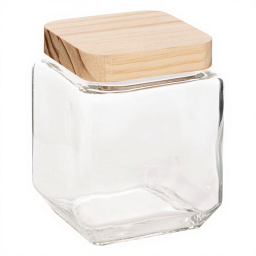 Square Glass Jar with Pine Lid
