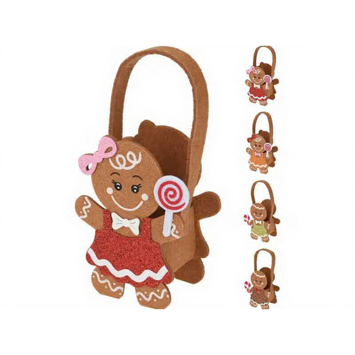 Gingerbread man felt bag Christmas biscuit bag
