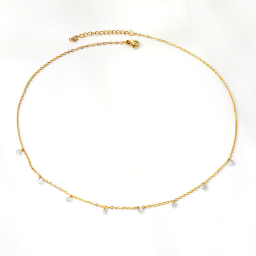 18K PVD Gold Stainless Steel Station Necklace