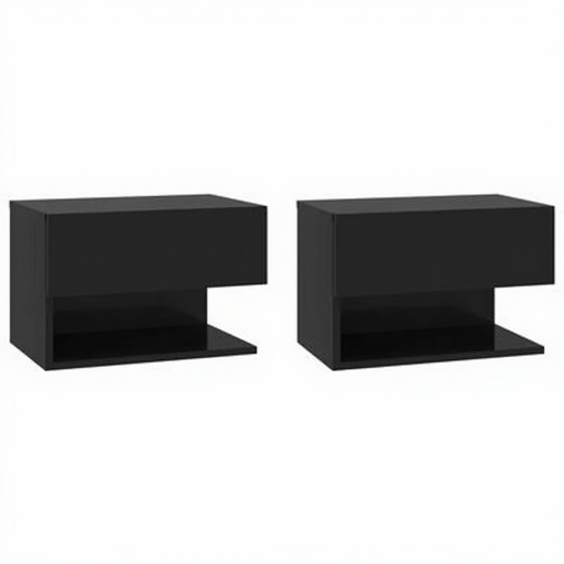 vidaXL Floating Nightstands, Black