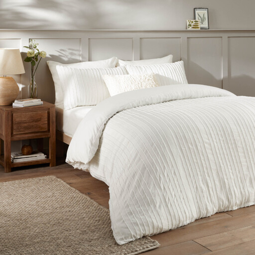 Duvet Day Harrison Stripe White Double Duvet Cover Set