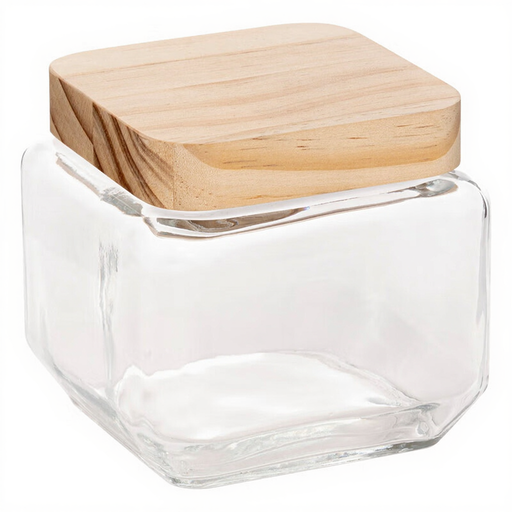5FIVE - Square Glass Jar with Pine Lid 0.85L