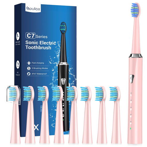 Coulax Hollow-Cup Sonic Electric Toothbrush in pink