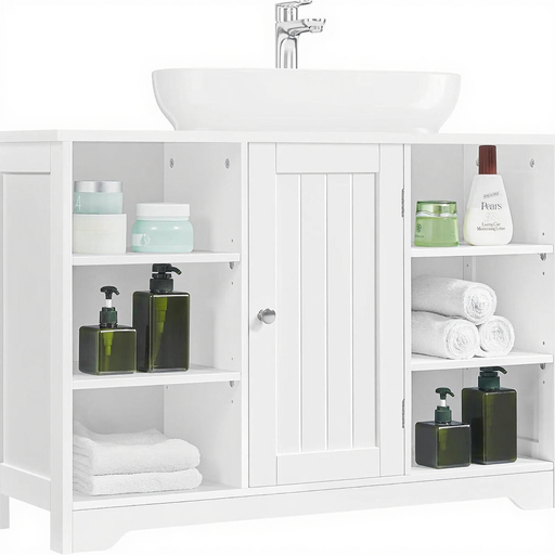 Yaheetech Bathroom Cabinet Vanity Unit with Open Shelves & Adjustable Shelves