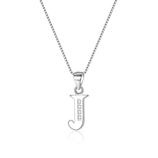 Ever Faith Cubic Zirconia Initial Pendant Necklace - Letter J