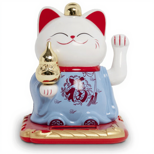 Solar Lucky Cat Maneki Neko H10.5cm