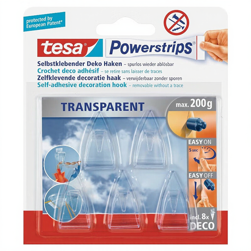 tesa Powerstrips Dekohaken Transparent