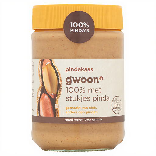G'woon Pindakaas 100% Met Stukjes - 350 g