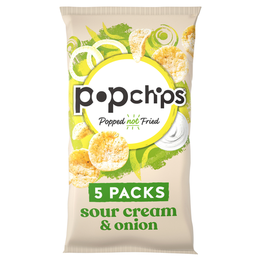 PopChips Sour Cream & Onion, 5 × 17g