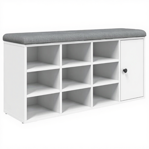 VidaXL Shoe Bench - Treated Wood, White, 102 x 32 x 50cm