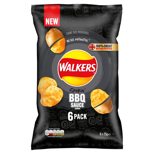 Walkers BBQ Crisps 6 x 25g