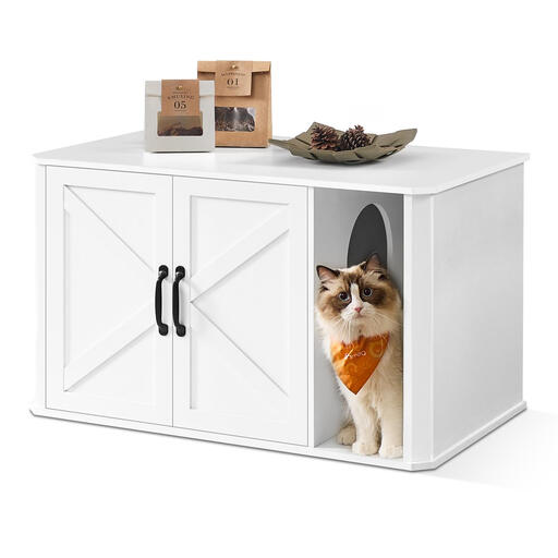 Feandrea Cat Litter Box Enclosure, Cloud White