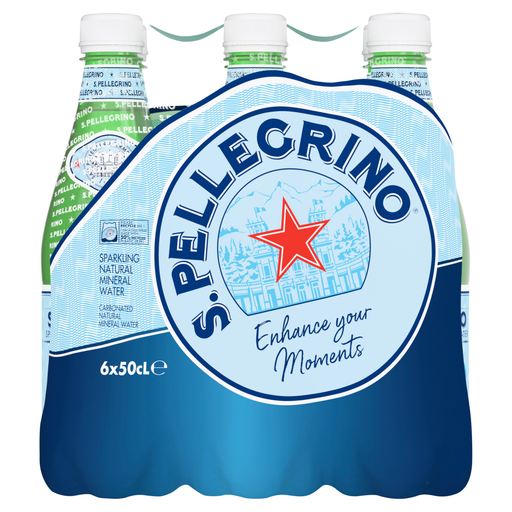San Pellegrino Sparkling Natural Mineral Water six 0.5L bottles