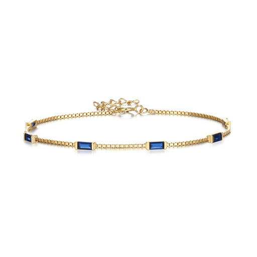 Ever Faith Dainty Emerald Cut Sapphire Created Opal Charm Link Bracelet