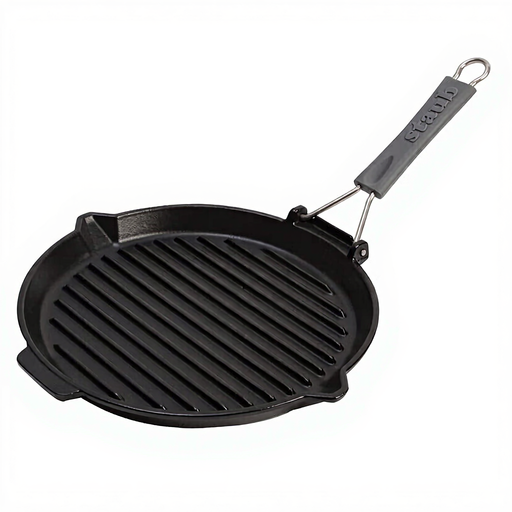 Staub Round Cast Iron Grill Pan – Single Handle – 27 cm