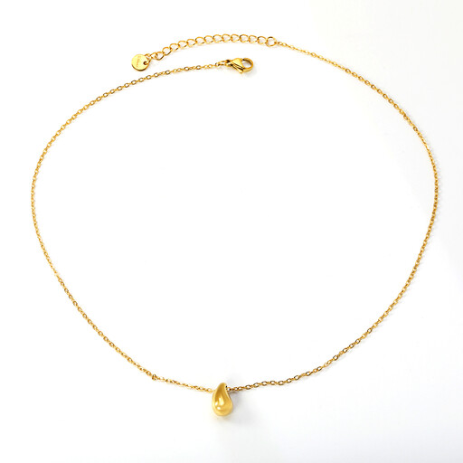 18K PVD Gold Stainless Steel Teardrop Pendant Necklace