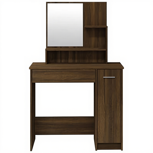Coiffeuse VidaXL avec miroir - Chêne brun, 86,5x35x136cm