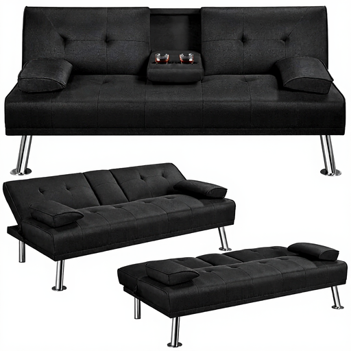 Yaheetech Convertible Futon Sofa Bed in black