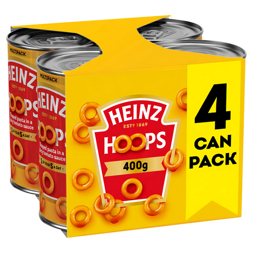 Heinz Spaghetti Hoops, four 400g tins
