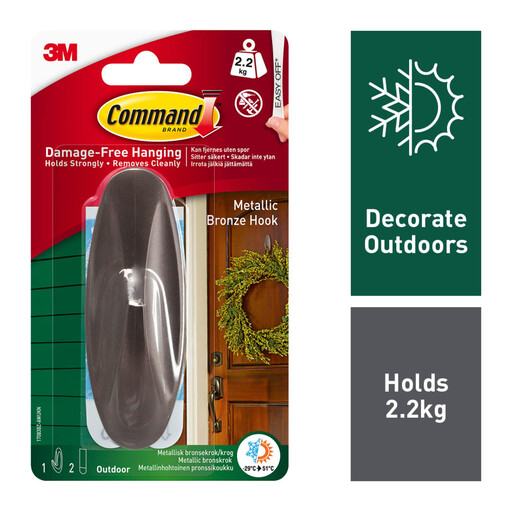 3M Command Adhesive Hook Designer Outdoor Metallic Bronze Large