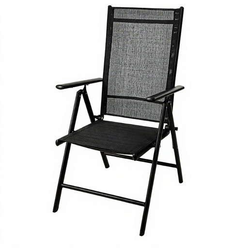 Chaise pliante en aluminium noir mat pour jardin