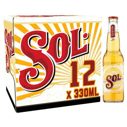 Sol 12 Pack Non-Returnable Bottles - 3.4% 12 x 330 ml