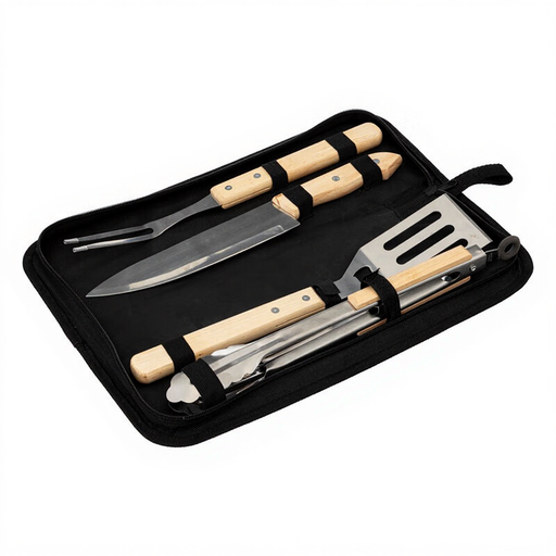 4-Piece BBQ Set with Carrying Bag