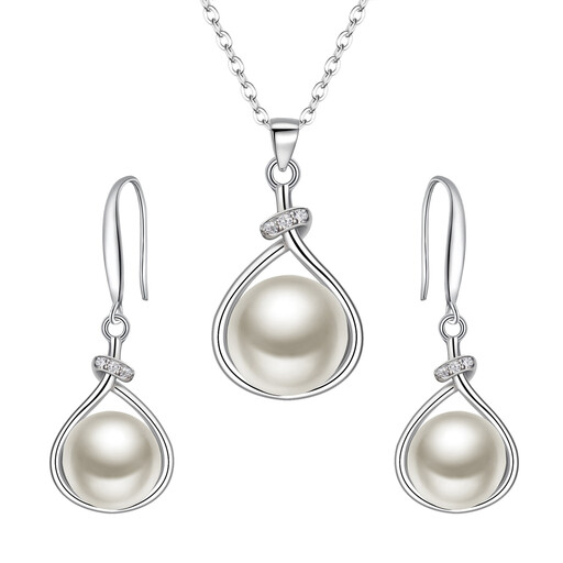 Ever Faith Cubic Zirconia and Freshwater Pearl Jewellery Set