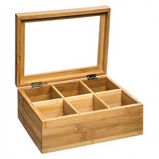 Bamboo Tea Box With 6 Compartments