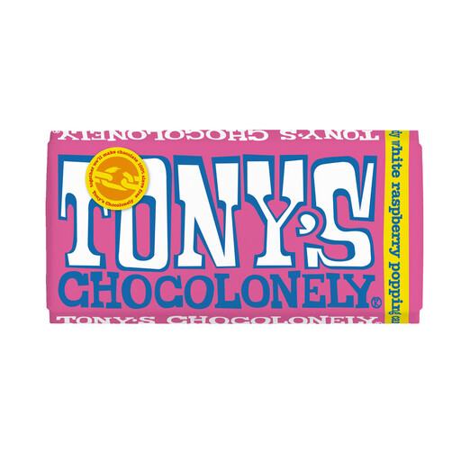 Tony's Chocolonely White Chocolate Raspberry with Popping Candy