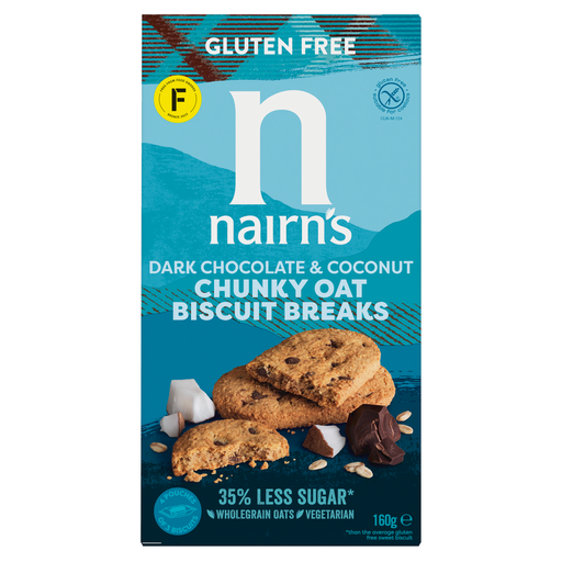Nairns Gluten Free Biscuit Breaks Chunky Oats, Dark Chocolate & Coconut